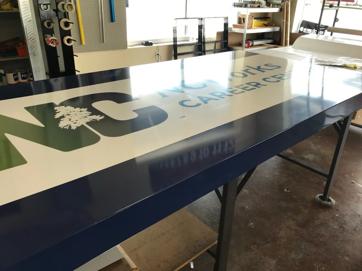 Sign panel on production table