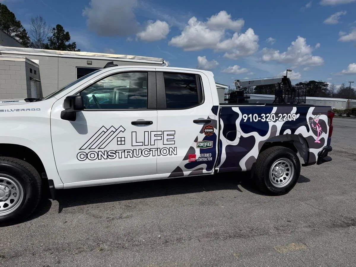 Life Construction truck partial wrap