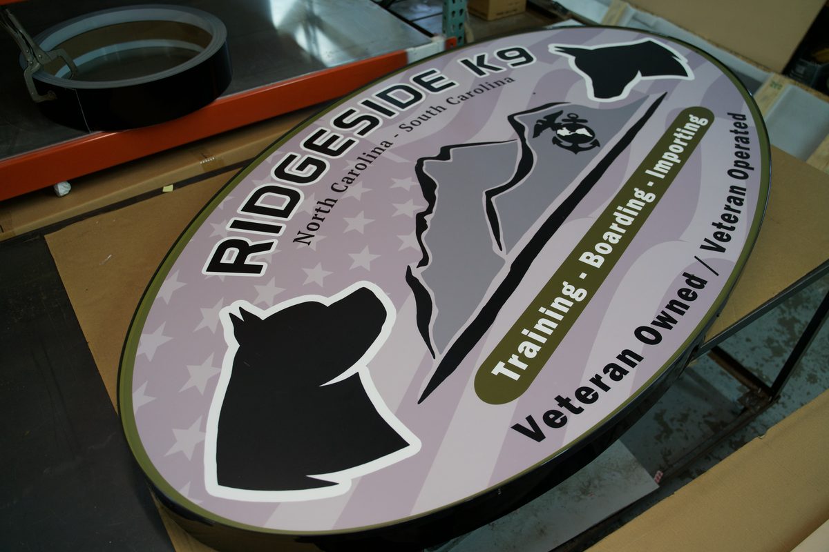 Ridgeside K9 oval sign panel