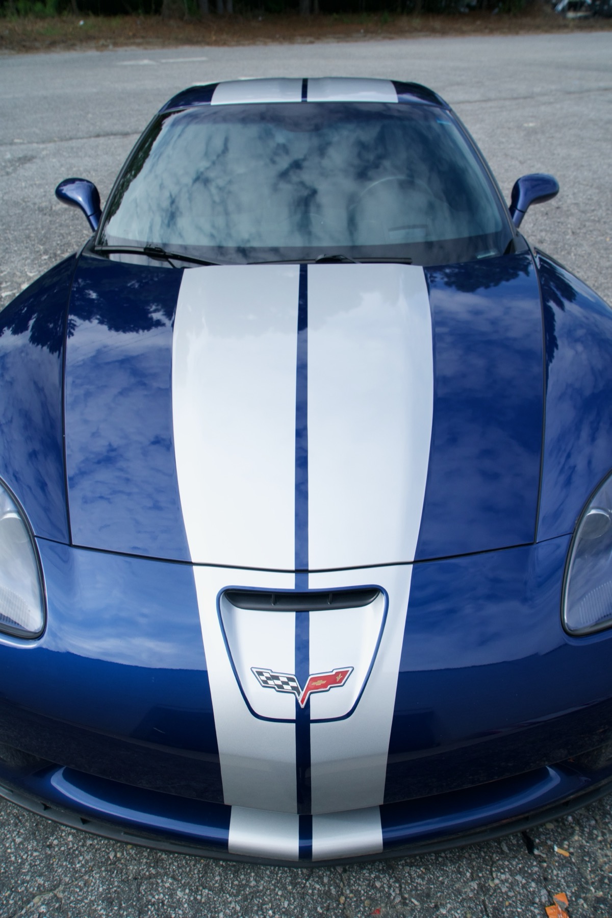 Corvette with racing stripes