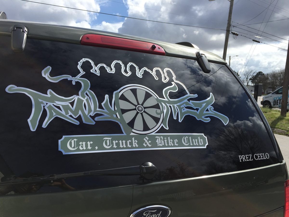 Custom rear window vinyl