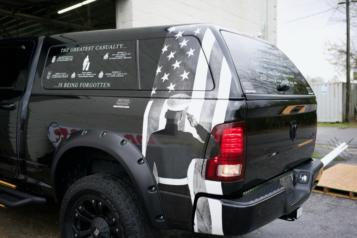 Full truck wrap with American flag