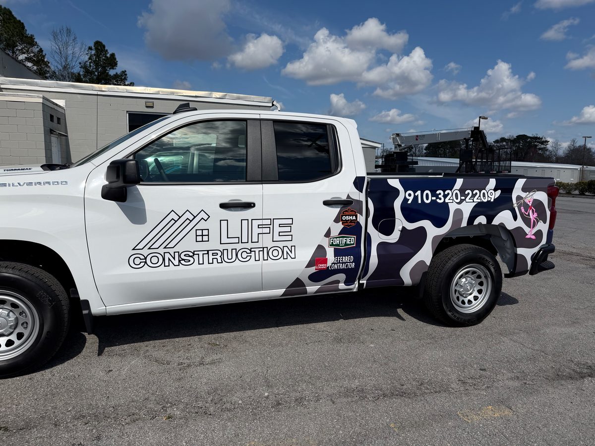 Life Construction truck partial wrap